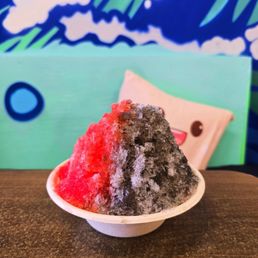 Shave ice with watermelon and grape flavors Shave ice with watermelon and grape flavors