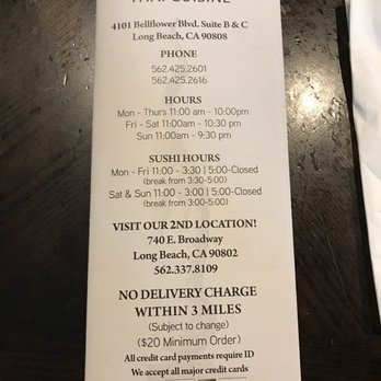 Panvimarn Thai Cuisine - Menu - Thai Near Me - Long Beach, California