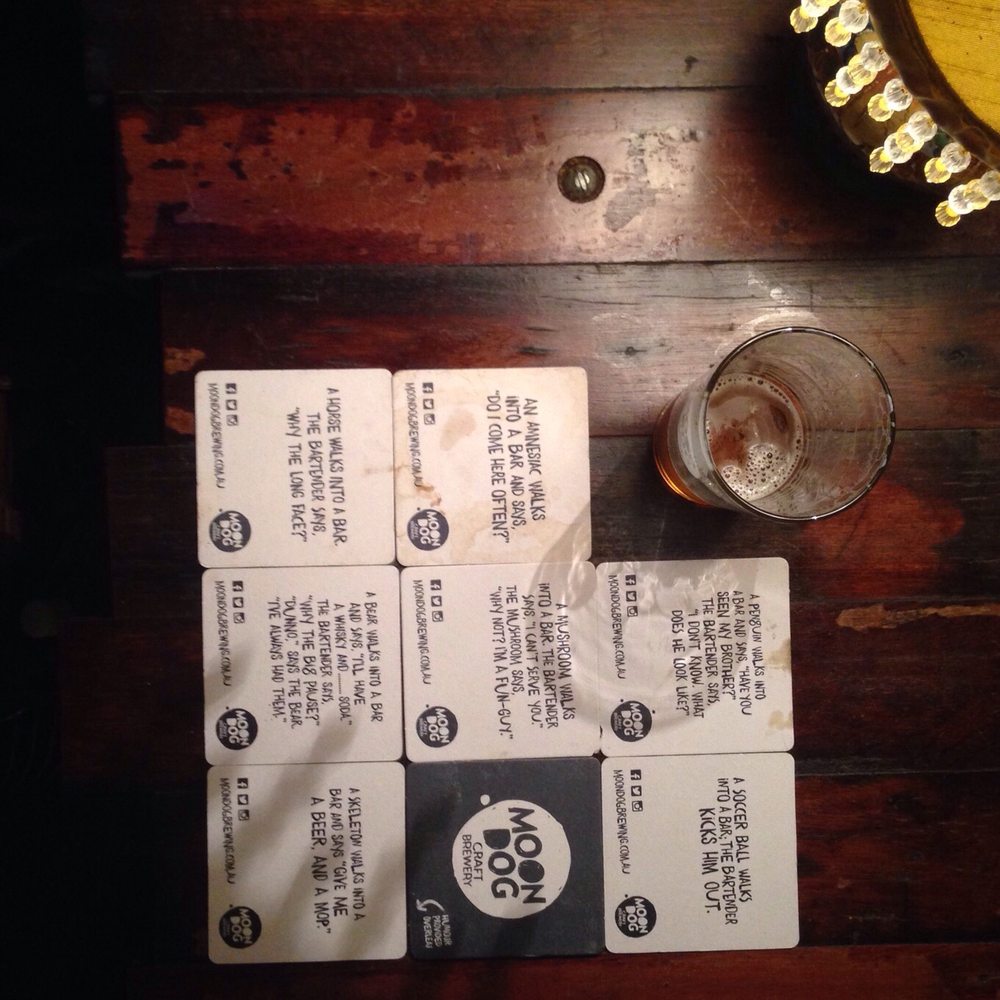 Moon Dog Craft Brewery - Coaster jokes - Breweries Near Me - Abbotsford, VIC