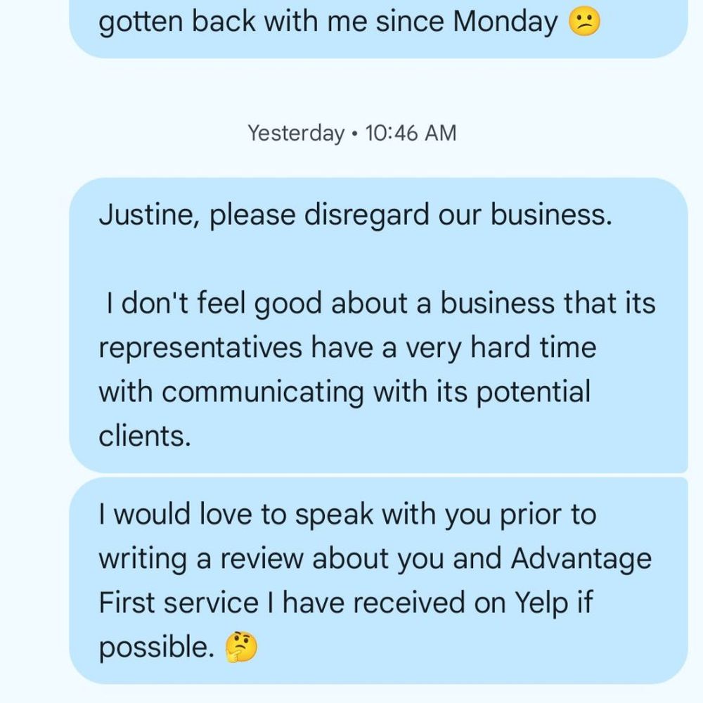 AdvantageFirst Lending - I guess sales 101 to them is get your client excite them then bail on them if your news to them is unfavorable. - Mortgage Lenders Near Me - Lake Forest, California AdvantageFirst Lending - I guess sales 101 to them is get your client excite them then bail on them if your news to them is unfavorable. - Mortgage Lenders Near Me - Lake Forest, California