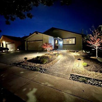 Cherrywood Landscaping - At night with new volt lights - Landscaping Near Me
