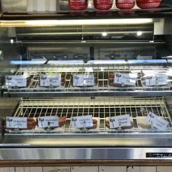 The Wurst - Sausages ready to be grilled in the glass case at The Wurst Restaurant in downtown Healdsburg. - Caterers Near Me The Wurst - Sausages ready to be grilled in the glass case at The Wurst Restaurant in downtown Healdsburg. - Caterers Near Me