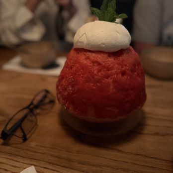 Tonchin - Strawberry shave ice dessert. Huge! Glasses for scale. - Ramen Near Me - New York, New York Tonchin - Strawberry shave ice dessert. Huge! Glasses for scale. - Ramen Near Me - New York, New York