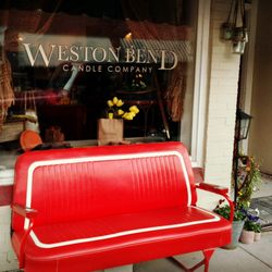 Weston Bend Candle Company - Sit and enjoy the Main St of Weston on our signature red bench. The best seat on Main!