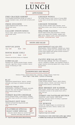 Menu photo 1 The Overlook Restaurant Oro Valley, AZ Menu photo 1 The Overlook Restaurant Oro Valley, AZ