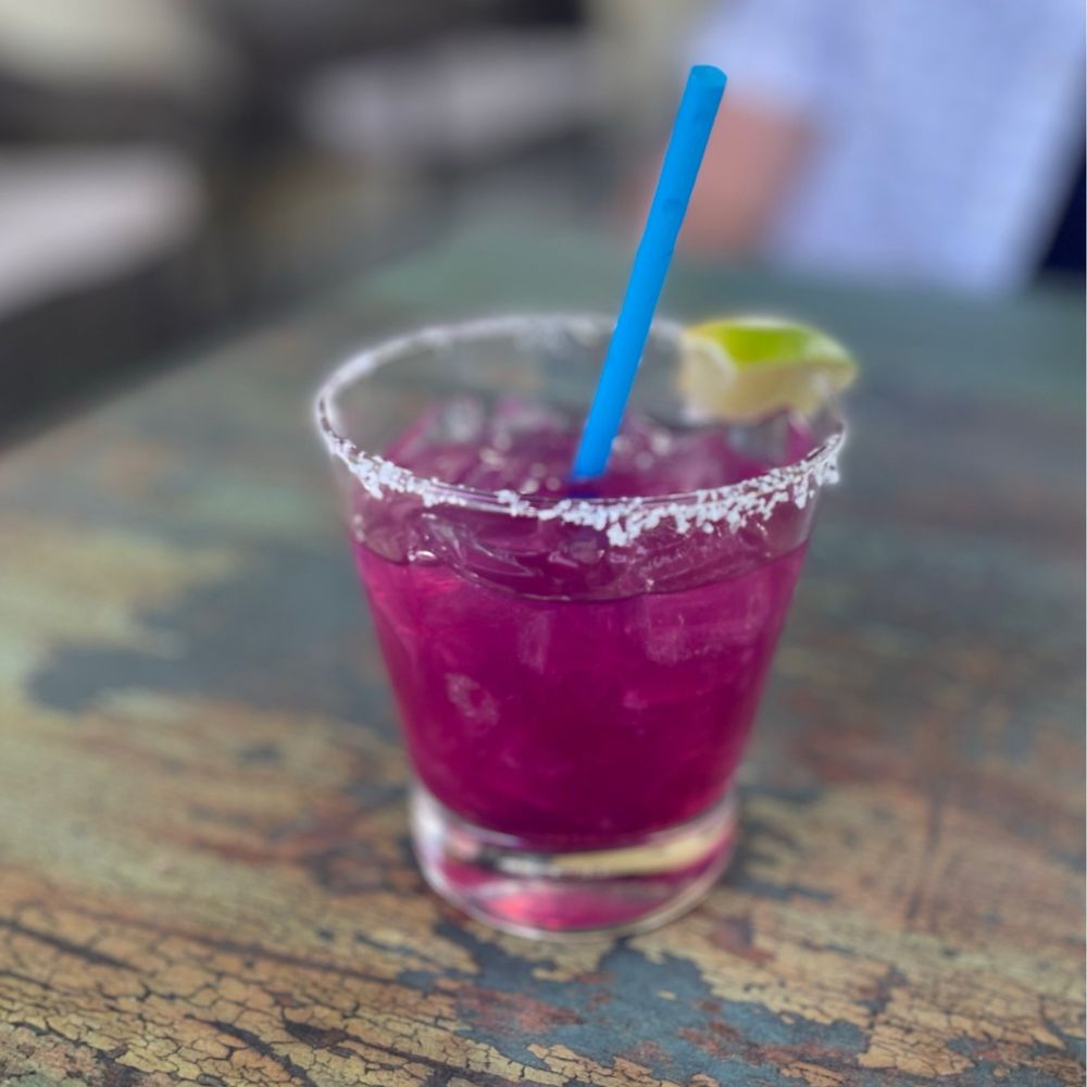 Bigfoot Restaurant - a margarita with a blue straw - Burgers Near Me - Elephant Butte, New Mexico