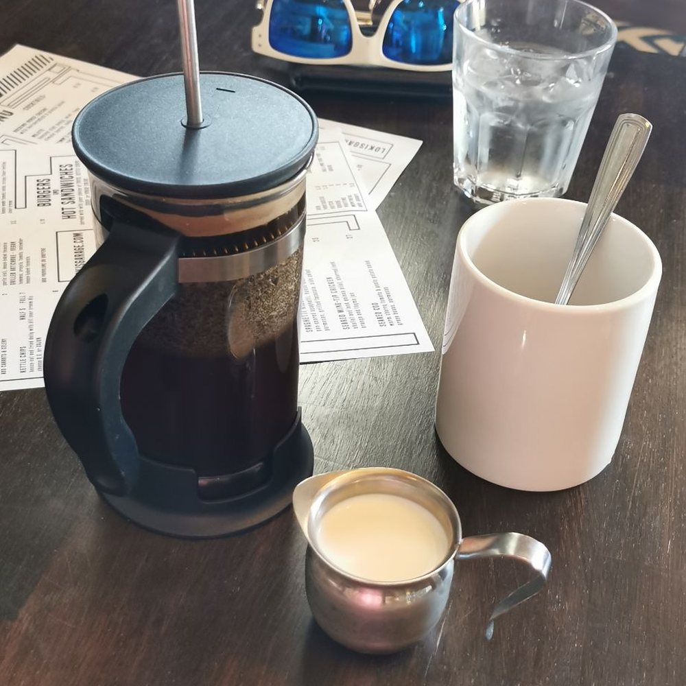 Loki's Garage - Coffee comes in individual French press. Nice and strong. - Sandwiches Near Me - Penticton, British Columbia Loki's Garage - Coffee comes in individual French press. Nice and strong. - Sandwiches Near Me - Penticton, British Columbia