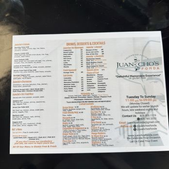 Juanchos Fonda - Dinner menu front. - Breakfast & Brunch Near Me - Asheville, North Carolina Juanchos Fonda - Dinner menu front. - Breakfast & Brunch Near Me - Asheville, North Carolina