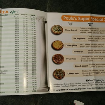 Paulo's Pizza - Menu front - Pizza Near Me - Richmond, British Columbia Paulo's Pizza - Menu front - Pizza Near Me - Richmond, British Columbia