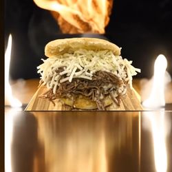 Latin Bites Kitchen - Shredded beef with cheese Arepa