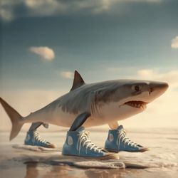 Komachin Middle School - Tralalao tralala shark with blue shoes slides through the sea like got nothing to lose