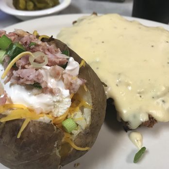 Tony's Barbeque & Steak House - Chicken Fried Steak with loaded baked potato - Barbeque Near Me - Baytown, Texas Tony's Barbeque & Steak House - Chicken Fried Steak with loaded baked potato - Barbeque Near Me - Baytown, Texas