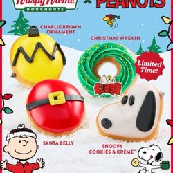 Krispy Kreme - For the celebration of the end of the year of 2025, Krispy Kreme has Snoopy x Peanuts Christmas themed donuts.