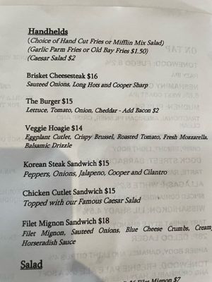 Menu photo 1 Mifflin Tavern Philadelphia, PA