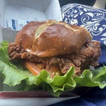 Chick-fil-A - Pretzel bun with Spicy Chicken Sandwich Deluxe Meal - Fast Food Near Me - Corpus Christi, Texas