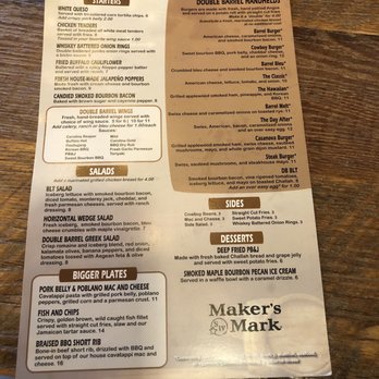 Double Barrel Kitchen & Bar - Food menu - Sports Bars Near Me - Westerville, Ohio