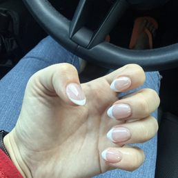 French tip short almond nails