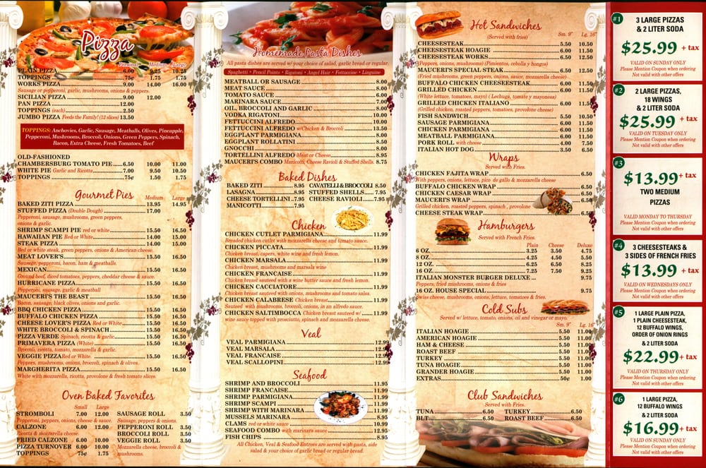 MAUCERI’S PIZZA PASTA & STEAKS Updated May 2024 18 Photos 945