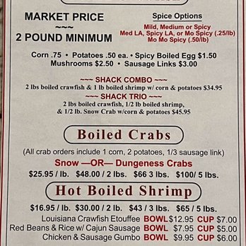 Crawfish Shack - 2023 Menu - Cajun/Creole Near Me - Crosby, Texas Crawfish Shack - 2023 Menu - Cajun/Creole Near Me - Crosby, Texas