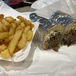 SMALL FRIES | FULL SIZE HOUSE STEAK SUB (without onions). yummy.