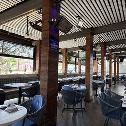 Acropolis Greek Taverna - Outdoor patio with a full led and sound entertainment system.