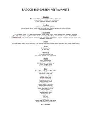 Menu photo 2 Lagoon Biergarten Farmington, UT Menu photo 2 Lagoon Biergarten Farmington, UT