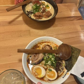 Yoshi Ramen - Top: curry karrage ramen bottom: spicy garlic - Ramen Near Me - Tega Cay, South Carolina