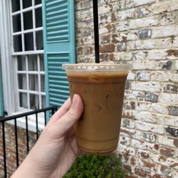 Iced pistachio latte with dairy free milk