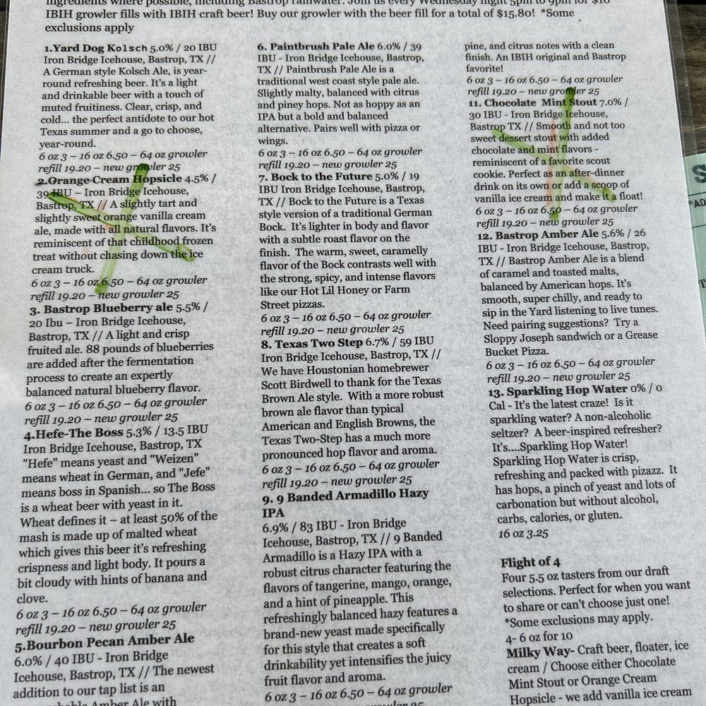 Neighbor's Kitchen & Yard - Beer menu - Pizza Near Me - Bastrop, Texas