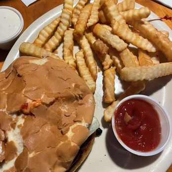 Overtime Bar and Grill - My giant burger and fries. I did that to the bun. - Sports Bars Near Me - Fort Worth, Texas Overtime Bar and Grill - My giant burger and fries. I did that to the bun. - Sports Bars Near Me - Fort Worth, Texas