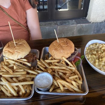 Pangaea Bier Cafe - The burger and fried chicken sandwich. - Pubs Near Me - Sacramento, California Pangaea Bier Cafe - The burger and fried chicken sandwich. - Pubs Near Me - Sacramento, California