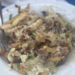 Gluten free blue cheese and bacon fried. This is a half order and I shared with my husband.  We had to take a lot of it to go.