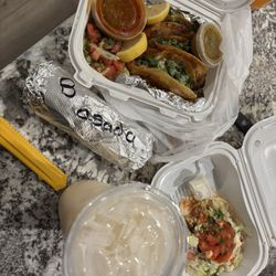 Jalisco's Restaurant - $57 for all of this...... Burria tacos $7.99 each  Fish taco $7.99 Horchata $6.99 Burrito $14