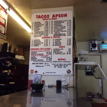 Tacos Apson - Menu is super! Authentic! - Mexican Near Me - Tucson, Arizona Tacos Apson - Menu is super! Authentic! - Mexican Near Me - Tucson, Arizona