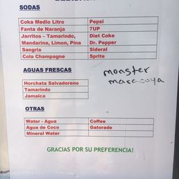 Drink menu