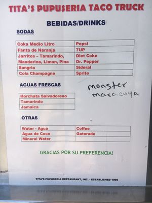 Menu photo 4 Tita's Pupuseria Truck Buttonwillow, CA