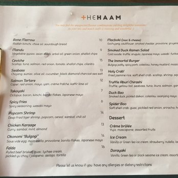 The Haam - Dinner menu - Japanese Near Me - Toronto, Ontario