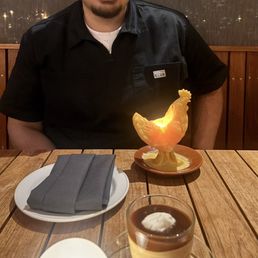 Birthday Celebration and Butterscotch Budino dessert.