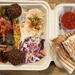 Falafel Boy Danville - Sirloin skewer plate, with two falafel