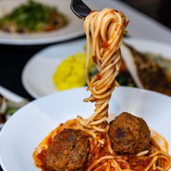 Paisano's Italian Garden Cafe - Spaghetti and Meatballs (child portion, $12)