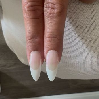Lillian's Nails - Left nails is how she did them, right is after I came home and filed them myself - Nail Salons Near Me - New Carrollton, Maryland