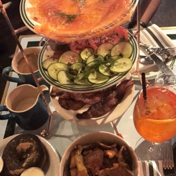 Sadelle's - House salmon tower, side of potatoes, side of bacon, aperol spritz. All really good! - Bakeries Near Me - New York, New York