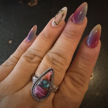 M Vince Nail Spa - Acrylic, air brushed, gel polish, isolated chrome design. My favorite set of nails ever! - Nail Salons Near Me - Houston, Texas