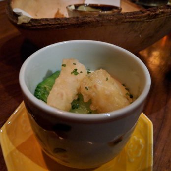Okane - Jidori Egg Chawanushi ($8) - 4 stars. Nice! Simple. Steamed egg with tempura and some bok choy. Sun dinner 2017-12-10 - Sushi Bars Near Me - San Francisco, California Okane - Jidori Egg Chawanushi ($8) - 4 stars. Nice! Simple. Steamed egg with tempura and some bok choy. Sun dinner 2017-12-10 - Sushi Bars Near Me - San Francisco, California
