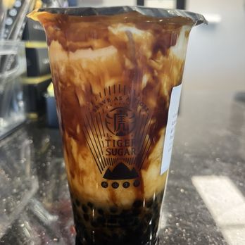 Tiger  Sugar - #1. Brown Sugar Milk w. Boba Pearl & Cream Mousse - Bubble Tea Near Me - Carle Place, New York