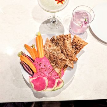 Terras - Roasted beet hummus with za'atar lavash and crudites - New American Near Me - Carefree, Arizona