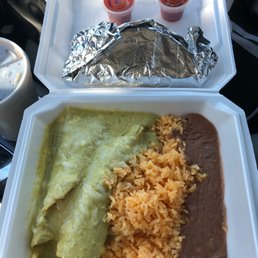 #10 super plate with spicy s chicken enchiladas, rice and beans, and crispy taco! OMG!! Drive thru only but worth eating in the car!!! #10 super plate with spicy s chicken enchiladas, rice and beans, and crispy taco! OMG!! Drive thru only but worth eating in the car!!!