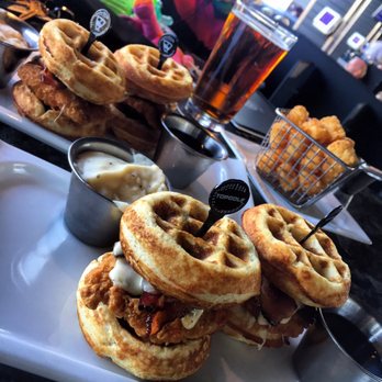 Topgolf - Chicken and waffles with pepperjack cheese and bacon added! - Golf Near Me - Virginia Beach, Virginia