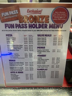 Menu photo 3 Chuck E. Cheese Cupertino, CA