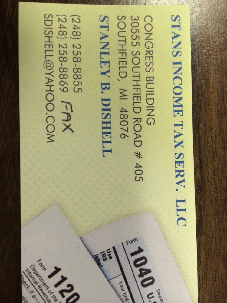 STAN’S TAX SERVICE Updated October 2024 30555 Southfield Rd, Southfield, Michigan